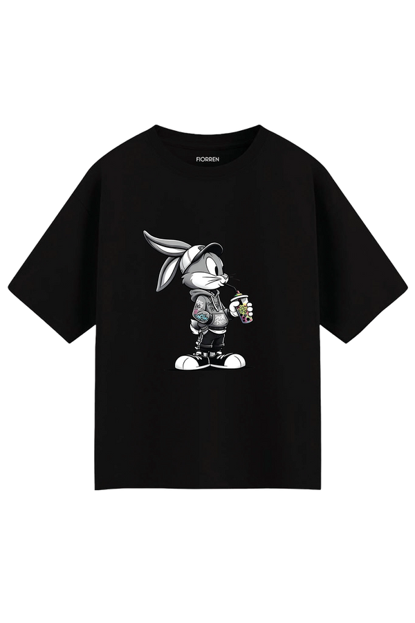 Rabbit Animal Graphic Oversized Tee
