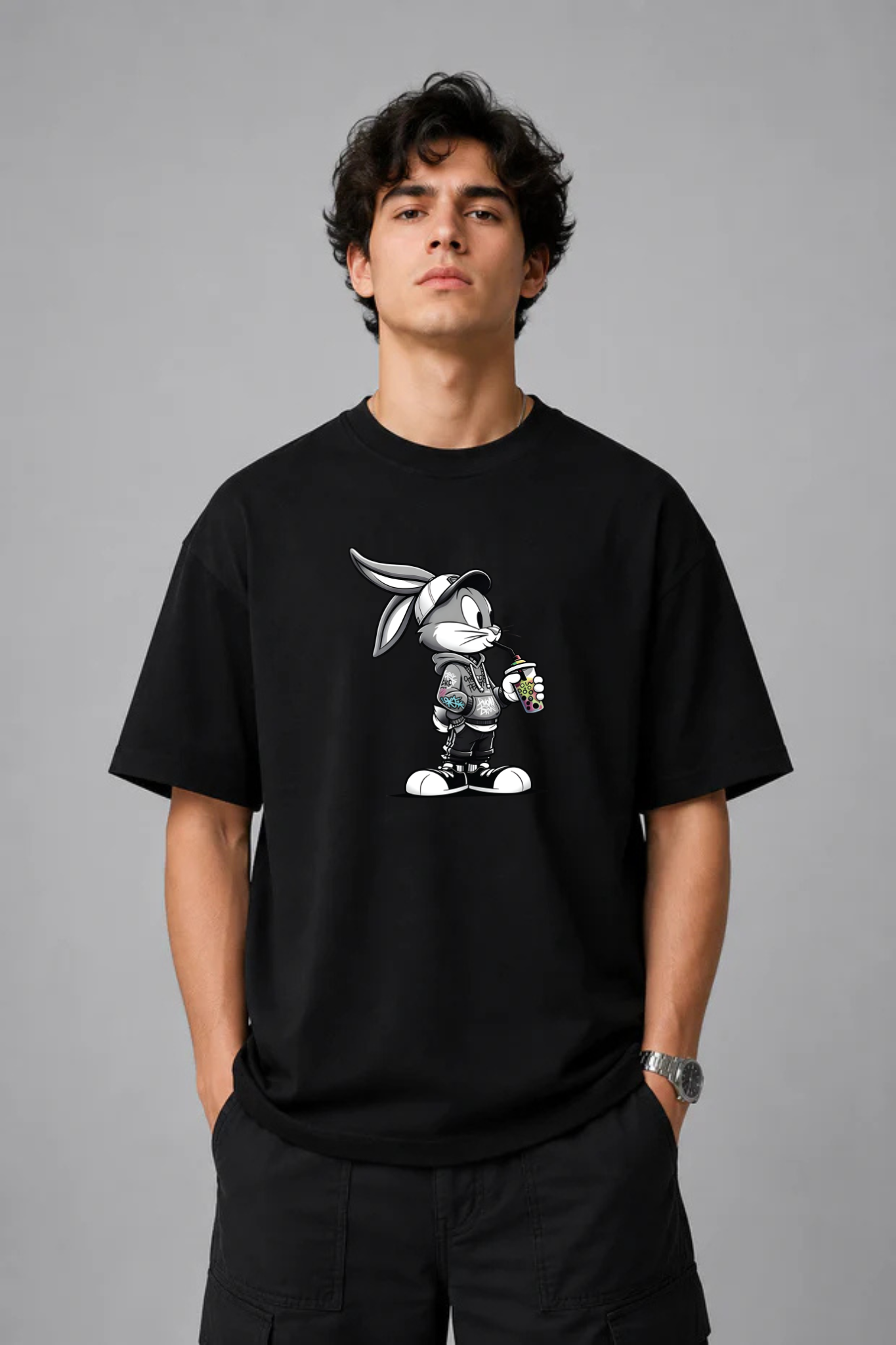 Rabbit Animal Graphic Oversized Tee