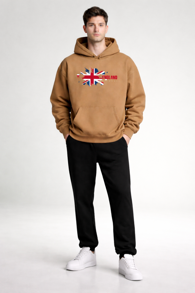 England Flag Hoodie Chanterelle Brown