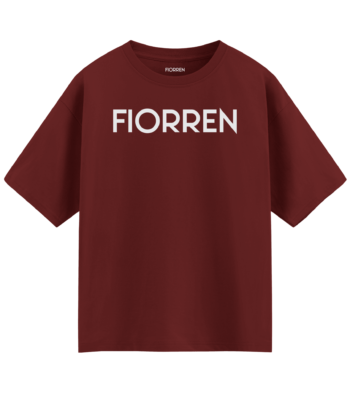 Maroon t-shirt with 'FIORREN' printed on a white background