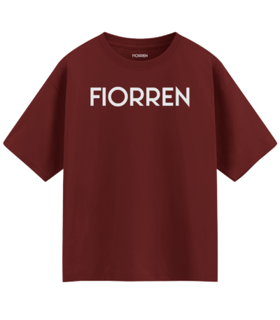 Maroon t-shirt with 'FIORREN' printed on a white background