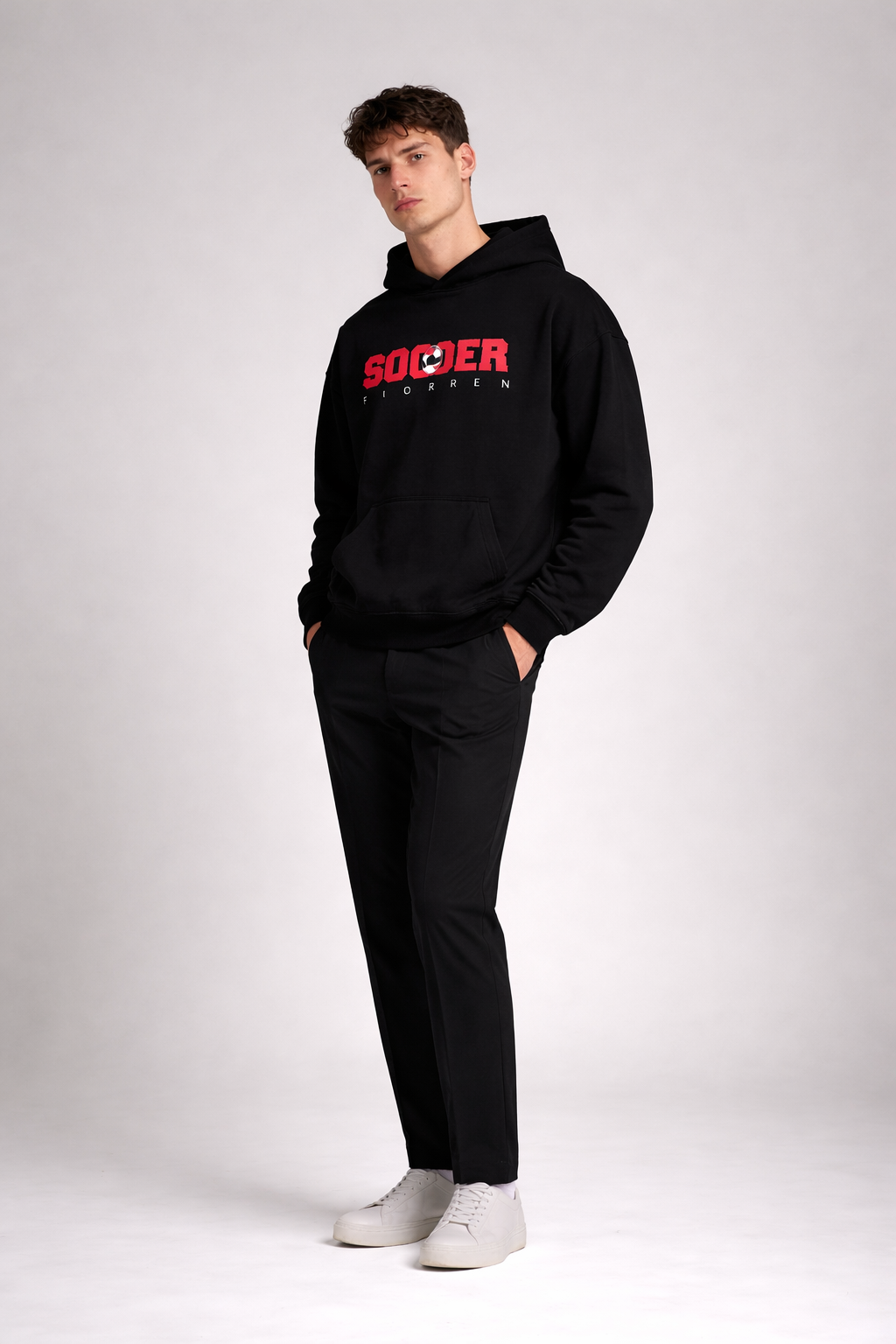 Football Graphic Oversized Hoodie - Black Football Graphic Oversized Hoodie