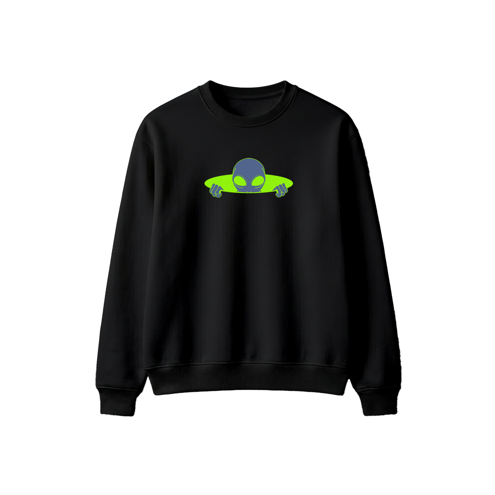 Spaceship Graphic Oversized Sweatshirt - Black Spaceship Graphic Oversized Sweatshirt